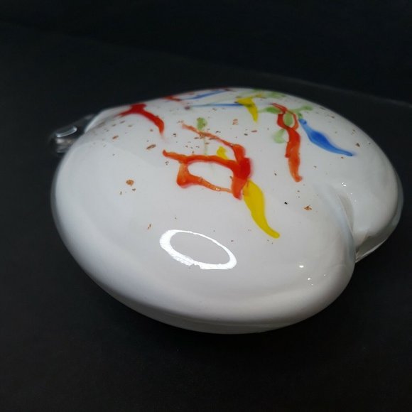 HEART Glass Paperweight Love White Clear Colorful Confetti Abstract Gold - Picture 3 of 7